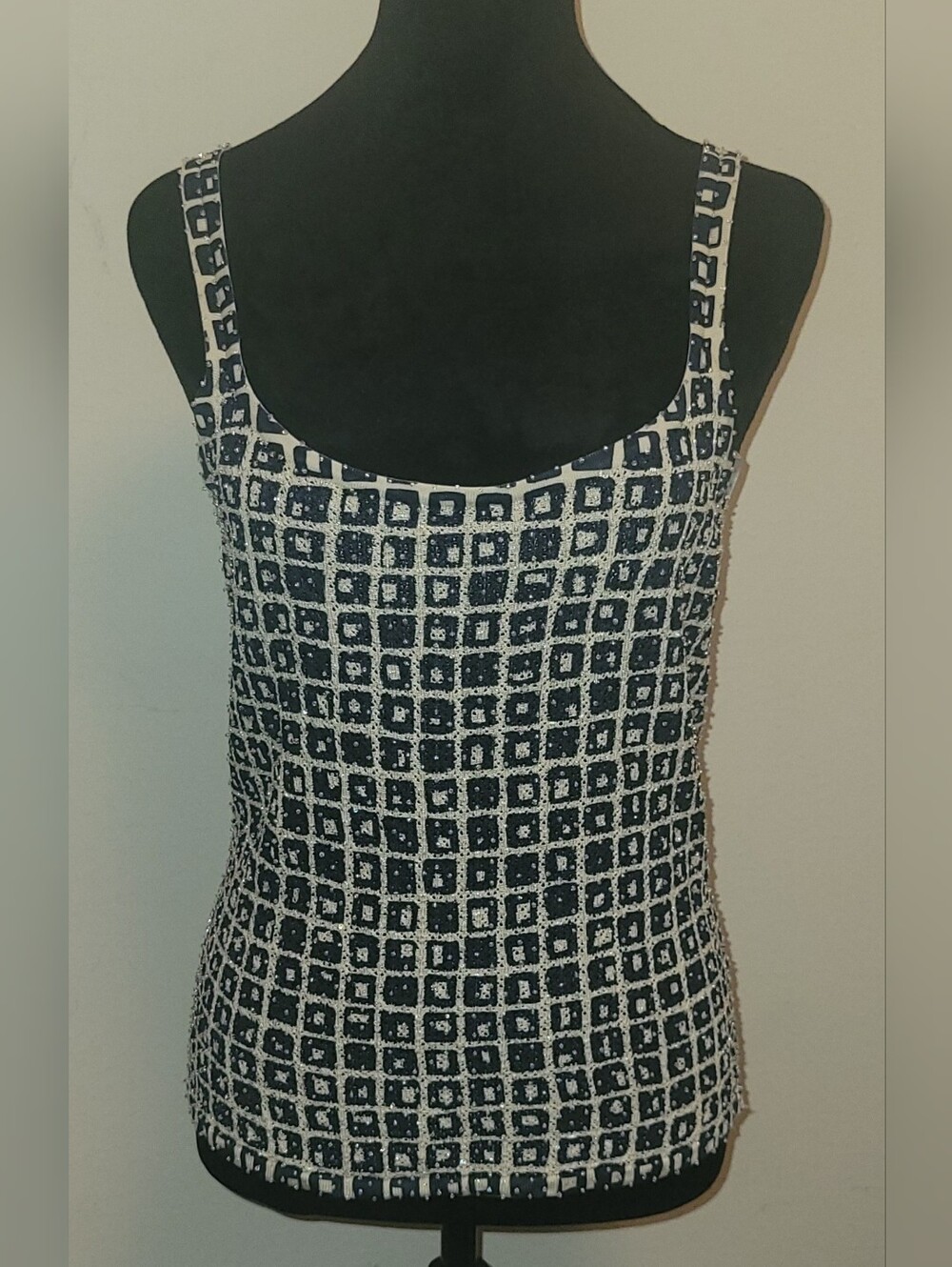 Black and White Square-Print Tank Top